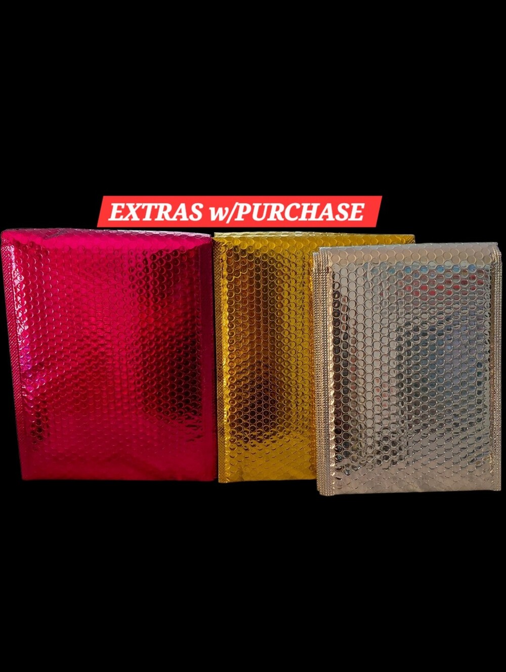 15ct. Metallic Shinny Bubble Mailer Mix -Hot Pink, Gold, Silver 8.5x12 and 8x11